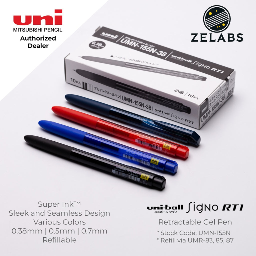 Uni Uni-Ball Signo RT1 Retractable Gel Pen - UMN-155N - 0.38mm | 0.5mm | 0.7mm