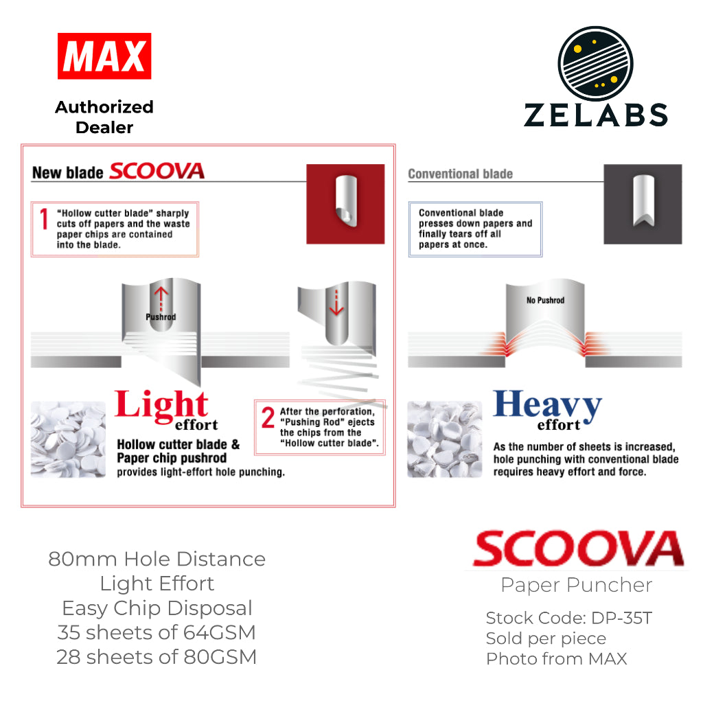 MAX Scoova DP-35T Paper Puncher (28 sheets) - 80mm Hole Distance