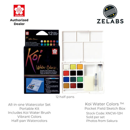 Sakura Koi Watercolor Pocket Field Sketch Box Set (with Water Brush) - XNCW
