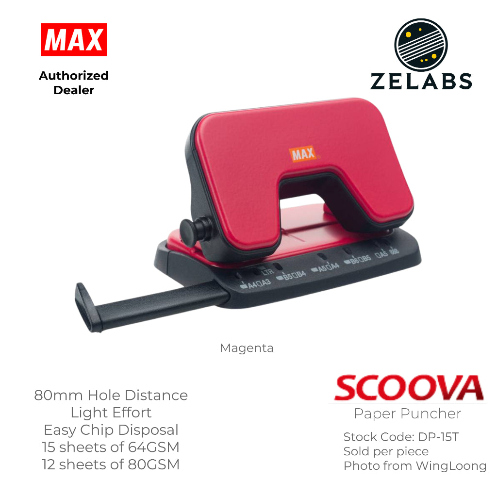 MAX Scoova DP-15T Paper Puncher (12 sheets) - 80mm Hole Distance