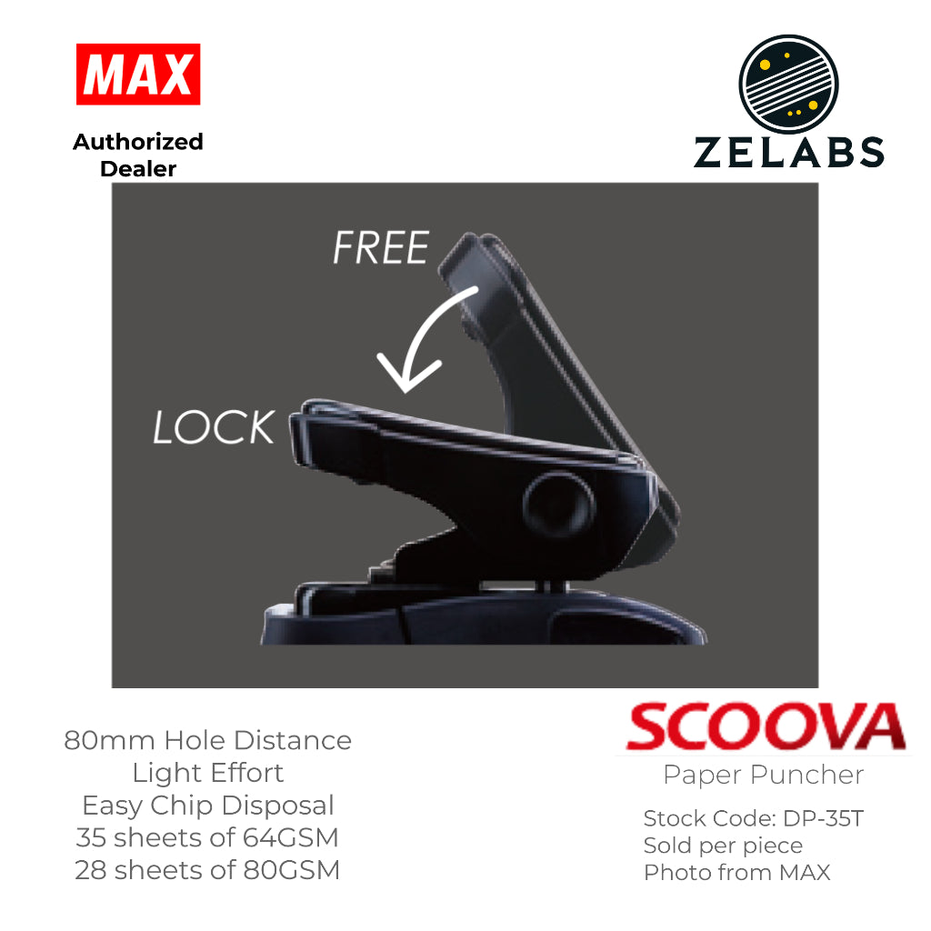 MAX Scoova DP-35T Paper Puncher (28 sheets) - 80mm Hole Distance