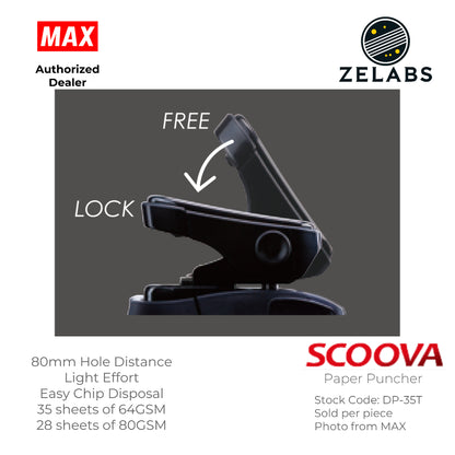 MAX Scoova DP-35T Paper Puncher (28 sheets) - 80mm Hole Distance