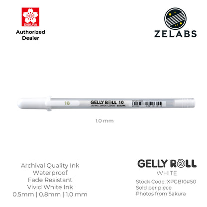 Sakura Gelly Roll Classic White Gel Pen - XPGB05-50 | XPGB08-50 | XPGB10-50 - White (#50)