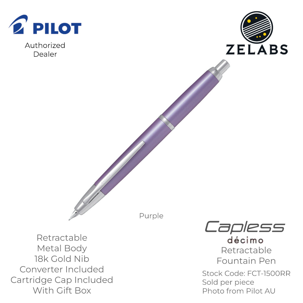 Pilot Capless Decimo / Vanishing Point Decimo Fountain Pen - 18k - FCT-1500RR - Fine | Medium