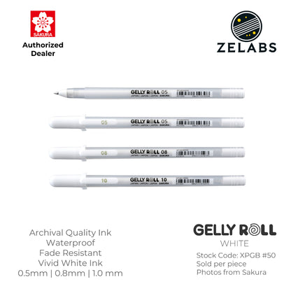 Sakura Gelly Roll Classic White Gel Pen - XPGB05-50 | XPGB08-50 | XPGB10-50 - White (#50)