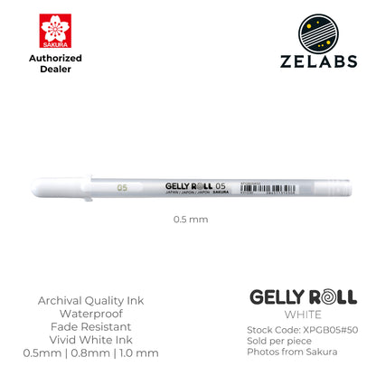 Sakura Gelly Roll Classic White Gel Pen - XPGB05-50 | XPGB08-50 | XPGB10-50 - White (#50)
