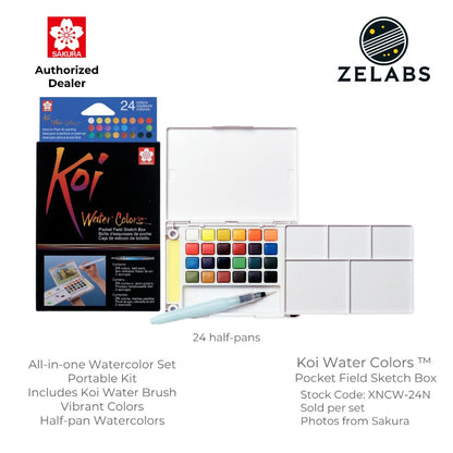 Sakura Koi Watercolor Pocket Field Sketch Box Set (with Water Brush) - XNCW