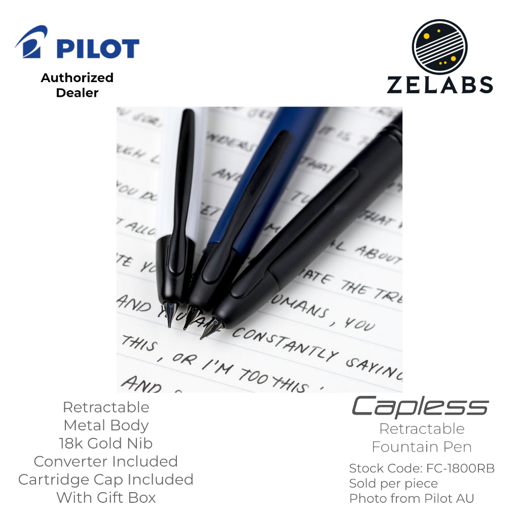 Pilot Capless / Vanishing Point Fountain Pen - Standard - 18k - FC-1800RB | FC-1500RR