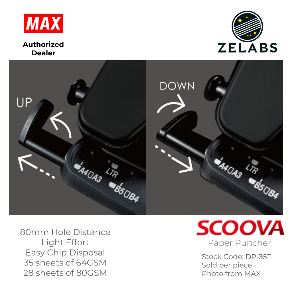 MAX Scoova DP-35T Paper Puncher (28 sheets) - 80mm Hole Distance