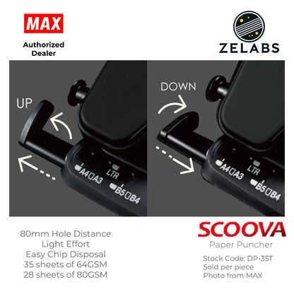 MAX Scoova DP-35T Paper Puncher (28 sheets) - 80mm Hole Distance
