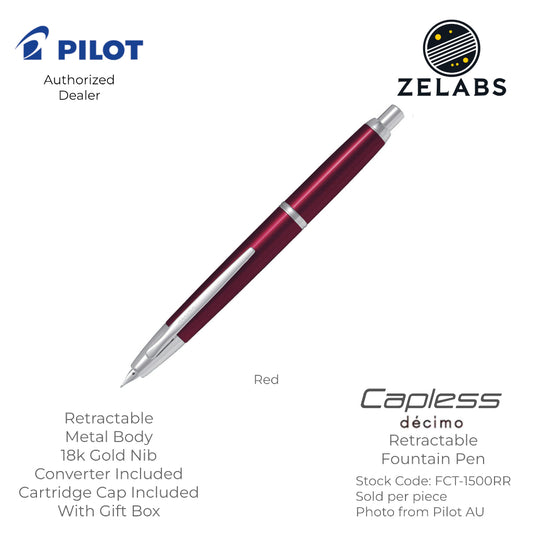 Pilot Capless Decimo / Vanishing Point Decimo Fountain Pen - 18k - FCT-1500RR - Fine | Medium