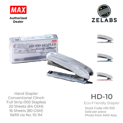 MAX HD-10D Limited Edition Eco-Friendly Stapler - Hand Stapler (Refill by No.10 Staples)