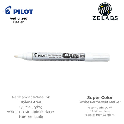 Pilot Super Color Permanent White Marker (Xylene-free) - SC-W - Fine | Medium