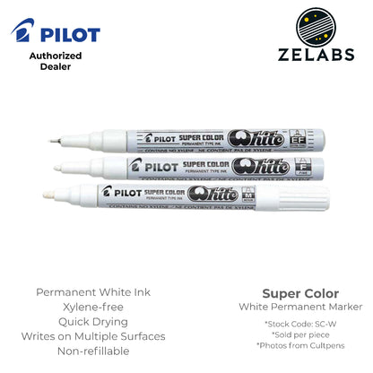 Pilot Super Color Permanent White Marker (Xylene-free) - SC-W - Fine | Medium