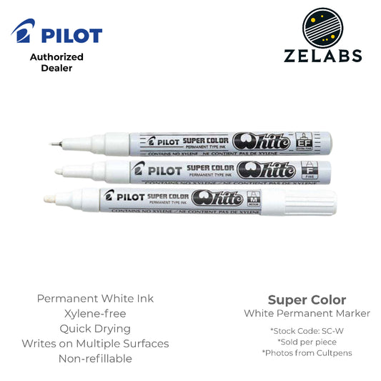 Pilot Super Color Permanent White Marker (Xylene-free) - SC-W - Fine | Medium