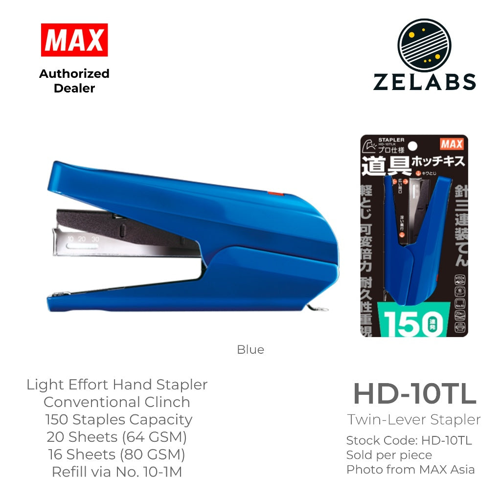 MAX HD-10TL Twin Lever Stapler - Conventional Clinch Hand Stapler (Refill by No.10 Staples)