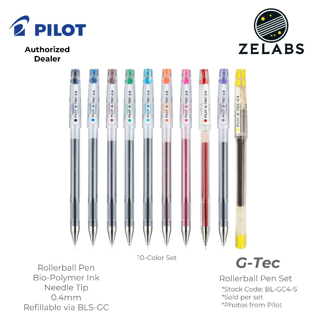 Pilot G-Tec-C4 Roller ball Pen Sets (5-Colors | 10 Colors) - BL-GC4-S - 0.4mm