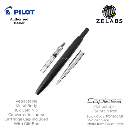 Pilot Capless / Vanishing Point Fountain Pen - Standard - 18k - FC-1800RB | FC-1500RR