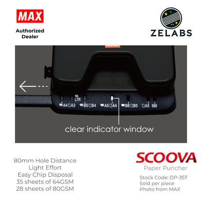 MAX Scoova DP-35T Paper Puncher (28 sheets) - 80mm Hole Distance
