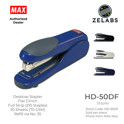 MAX HD-50DF Stapler - Flat Clinch Full Strip Desktop Stapler (Refill by No.35 Staples)