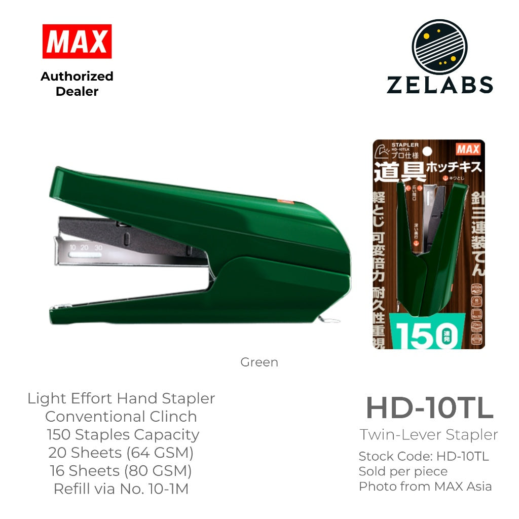 MAX HD-10TL Twin Lever Stapler - Conventional Clinch Hand Stapler (Refill by No.10 Staples)