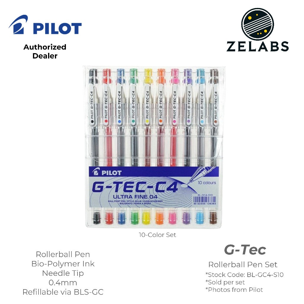 Pilot G-Tec-C4 Roller ball Pen Sets (5-Colors | 10 Colors) - BL-GC4-S - 0.4mm