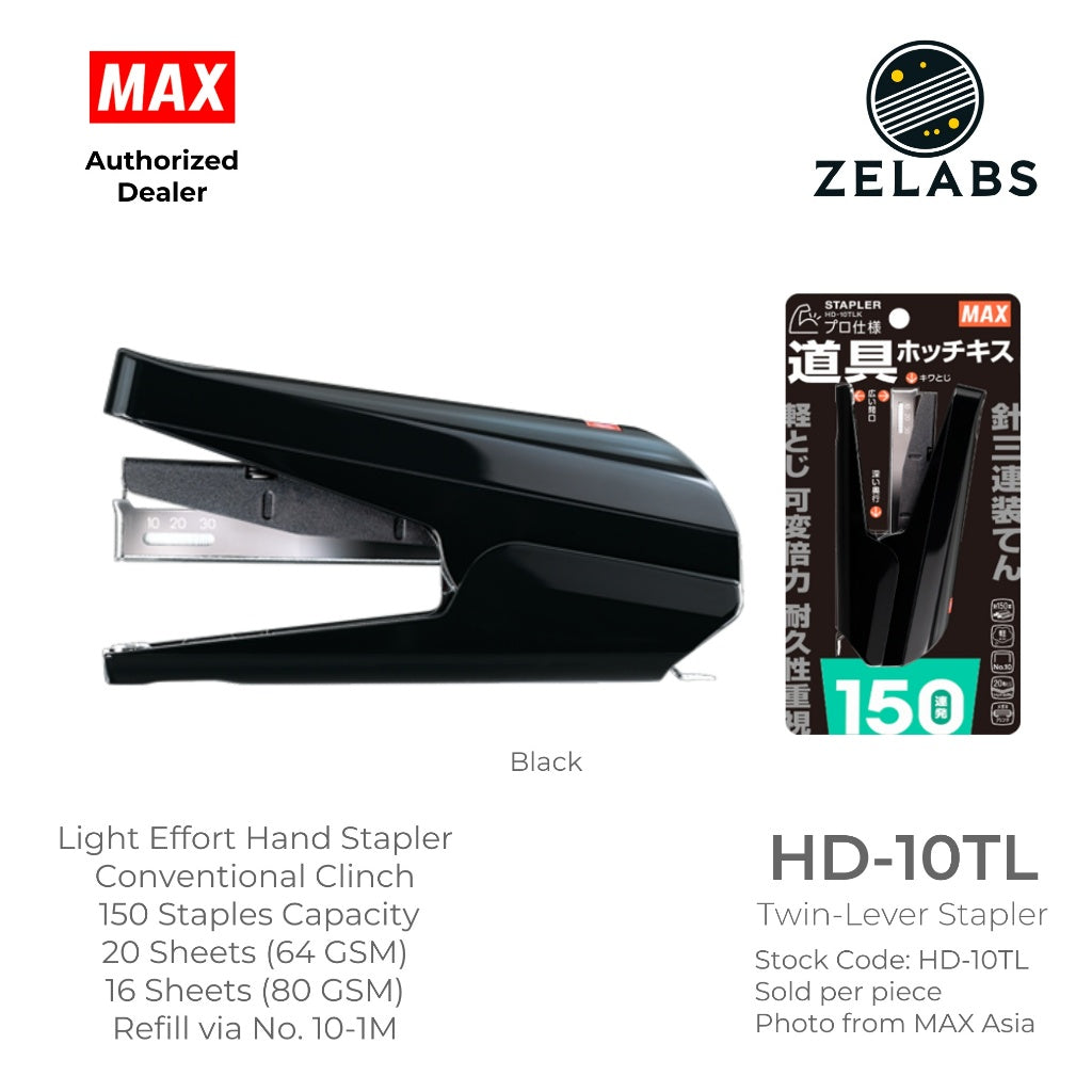 MAX HD-10TL Twin Lever Stapler - Conventional Clinch Hand Stapler (Refill by No.10 Staples)