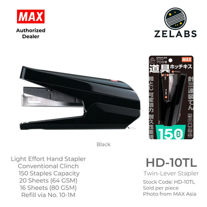 MAX HD-10TL Twin Lever Stapler - Conventional Clinch Hand Stapler (Refill by No.10 Staples)