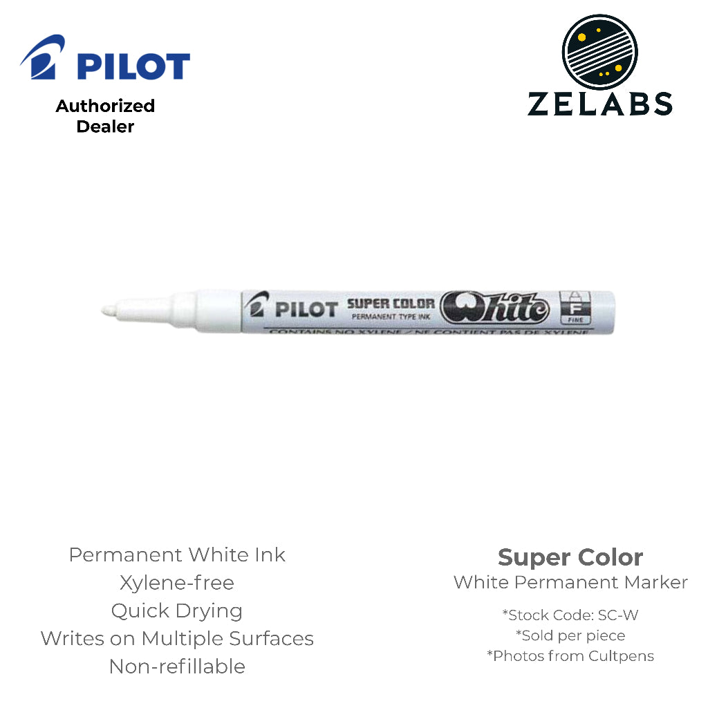 Pilot Super Color Permanent White Marker (Xylene-free) - SC-W - Fine | Medium