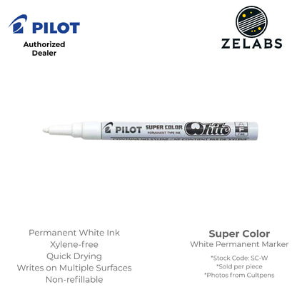 Pilot Super Color Permanent White Marker (Xylene-free) - SC-W - Fine | Medium