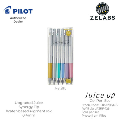 Pilot Juice Up Classic Glossy/Metallic/Pastel Retractable Gel Pen 6-Color Set - LJP-120S4-6C - 0.4mm