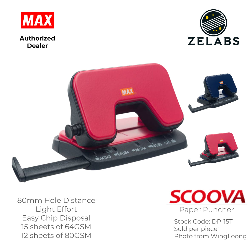 MAX Scoova DP-15T Paper Puncher (12 sheets) - 80mm Hole Distance