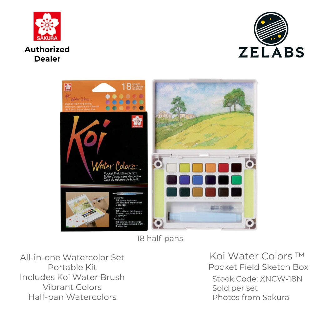 Sakura Koi Watercolor Pocket Field Sketch Box Set (with Water Brush) - XNCW