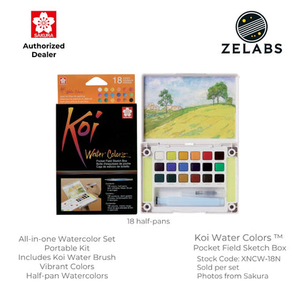 Sakura Koi Watercolor Pocket Field Sketch Box Set (with Water Brush) - XNCW