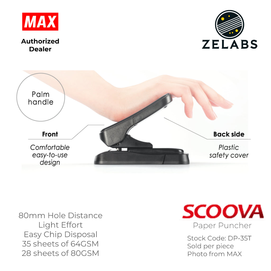 MAX Scoova DP-35T Paper Puncher (28 sheets) - 80mm Hole Distance