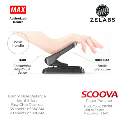 MAX Scoova DP-35T Paper Puncher (28 sheets) - 80mm Hole Distance