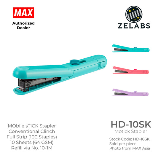 MAX HD-10SK Motick Stapler - Mobile Stick / Portable Stapler (Refill by No.10 Staples)