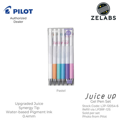Pilot Juice Up Classic Glossy/Metallic/Pastel Retractable Gel Pen 6-Color Set - LJP-120S4-6C - 0.4mm