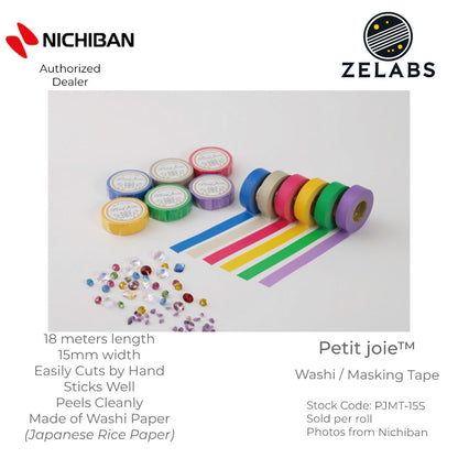 Nichiban Petit Joie Decorative Masking Tape / Washi Tape (15mm x 18 meters) - PJMT-15S