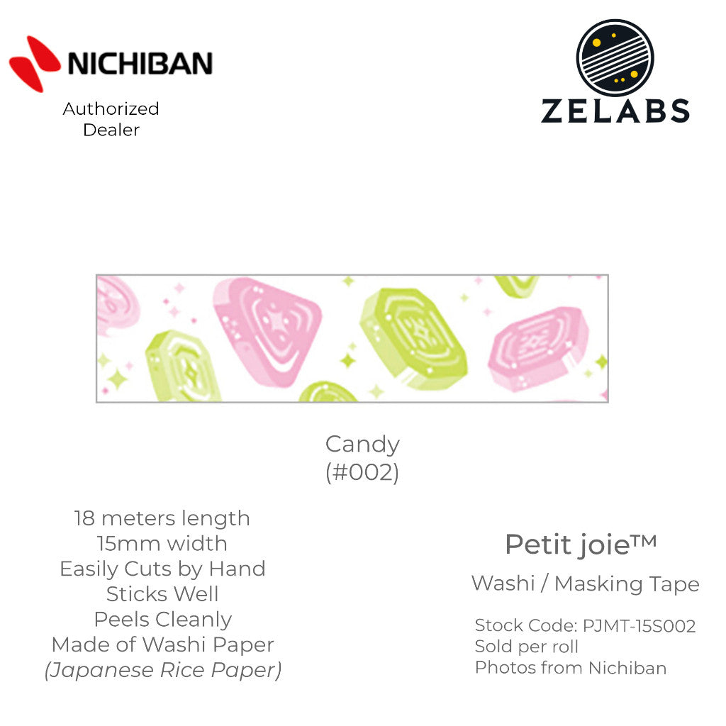 Nichiban Petit Joie Decorative Masking Tape / Washi Tape (15mm x 18 meters) - PJMT-15S