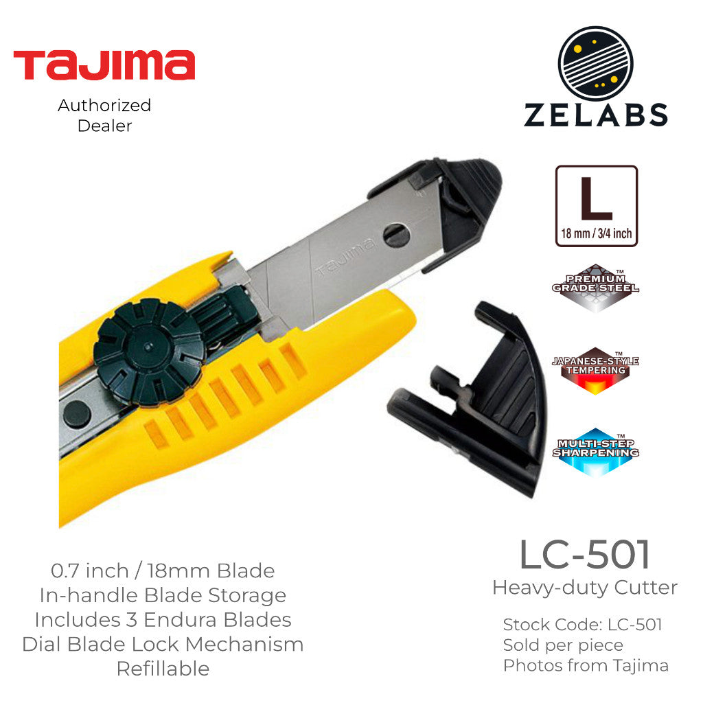 Tajima LC-501 Heavy Duty Ergonomic Endura Cutter - Dial Blade Lock - 3/4 inch | 18mm Blade