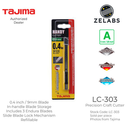 Tajima LC-303 Precision Craft Handy Endura Cutter - Auto-Lock - 3/8 inch | 9mm Blade