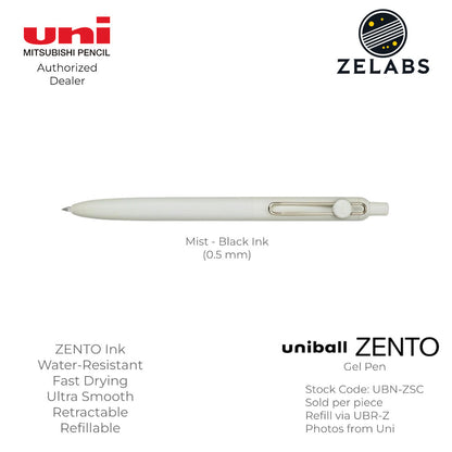 Uni Uni-Ball ZENTO Standard Retractable Gel Pen - UBN-ZSC - 0.38mm | 0.5mm