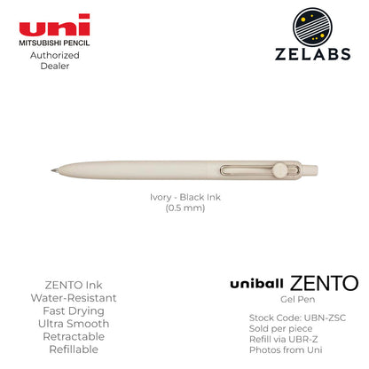 Uni Uni-Ball ZENTO Standard Retractable Gel Pen - UBN-ZSC - 0.38mm | 0.5mm