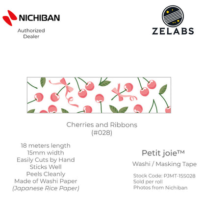 Nichiban Petit Joie Decorative Masking Tape / Washi Tape (15mm x 18 meters) - PJMT-15S