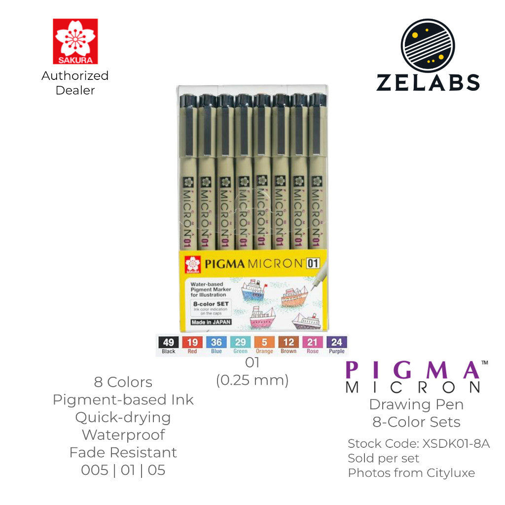 Sakura Pigma Micron Drawing Pen / Technical Pen 8-Color Set - XSDK-8A