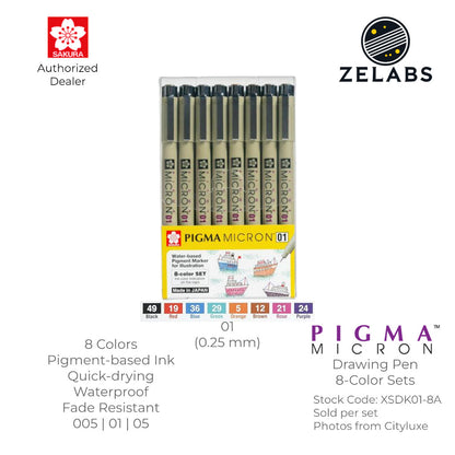 Sakura Pigma Micron Drawing Pen / Technical Pen 8-Color Set - XSDK-8A
