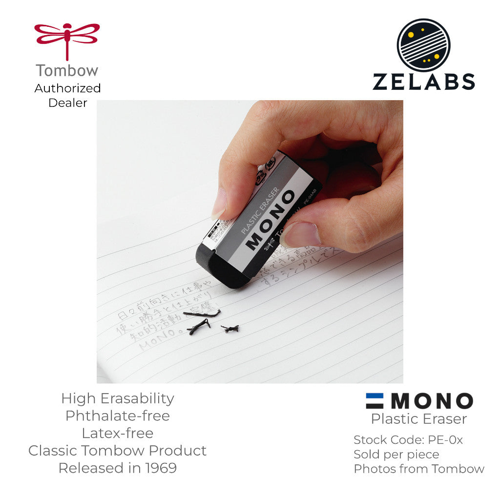 Tombow MONO Plastic Eraser (Phthalate-Free / Latex-Free) - White | Black - PE-01 | PE-04