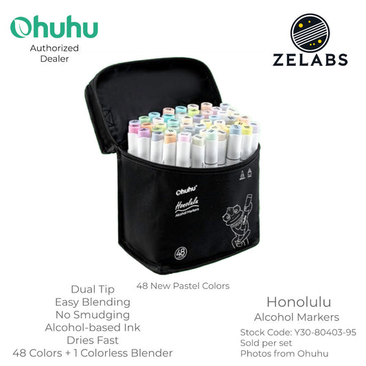 Ohuhu Honolulu 48 New Pastel Colors Dual Tip Alcohol Markers (Brush & Chisel) - Y30-80403-95