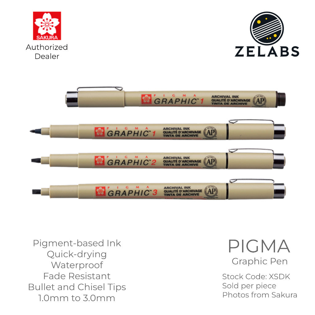 Sakura Pigma Graphic Pen - Bullet / Chisel Nib - 1.0mm to 3.0mm - XSDK1 | XSDK2 | XSDK3